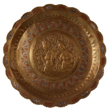 Brass Plate or Tray with Male and Female Images