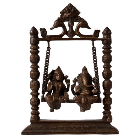 Traditional Statue of Lord Ganesha and Goddess Lakshmi on Swing