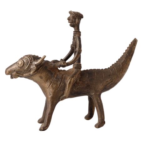 Elegant Brown Animal & Rider Statue for Decor