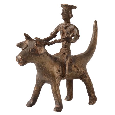 Brass Statue of Animal & Rider in Antique Finish