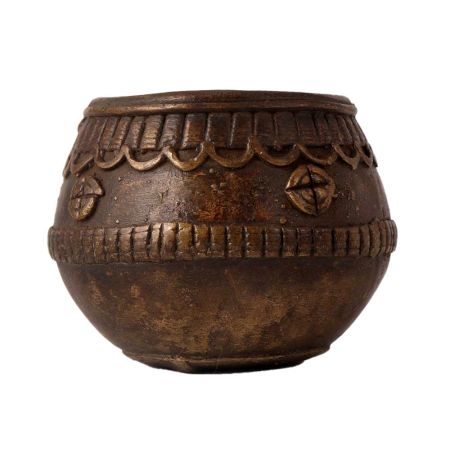 Embellished Rice Measurement Bowl Made of Antique Brass