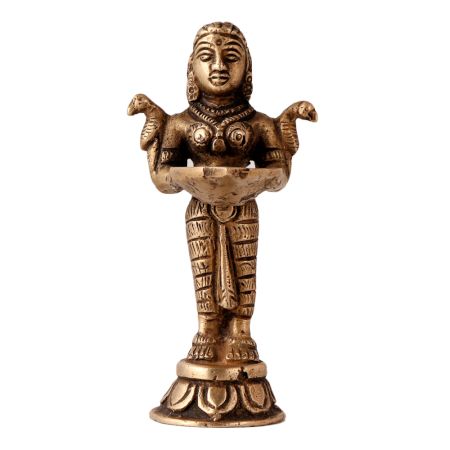 Brass Statue Of Deepalakshmi Holding Diya