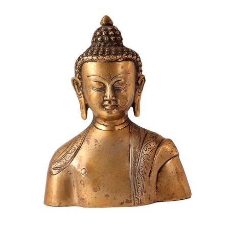 Brass Buddha Bust Statue for Decor