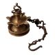 Hanging Brass Lamp with Seven Wicks and Chain