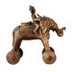 Brass Elephant With Rider Temple Toy On Wheels