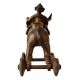Brass Elephant With Rider Temple Toy On Wheels