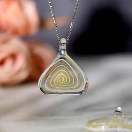 Yellow Spiral Triangle Lampwork Glass Pendants for Necklace - 1 Piece