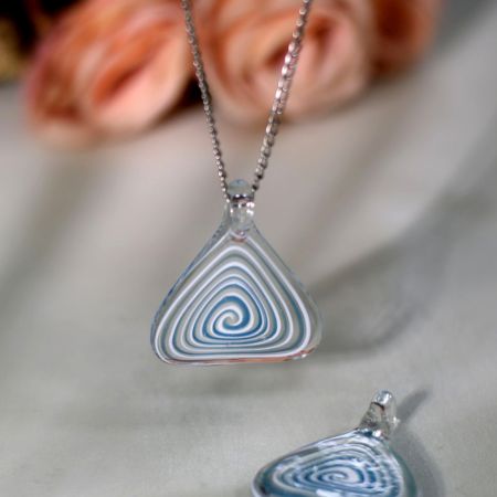 Turquoise Spiral Triangle Lampwork Glass Pendants for Necklace - 1 Piece