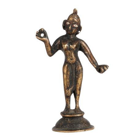 Vintage Brass Radha Rani Statue in Black Finish