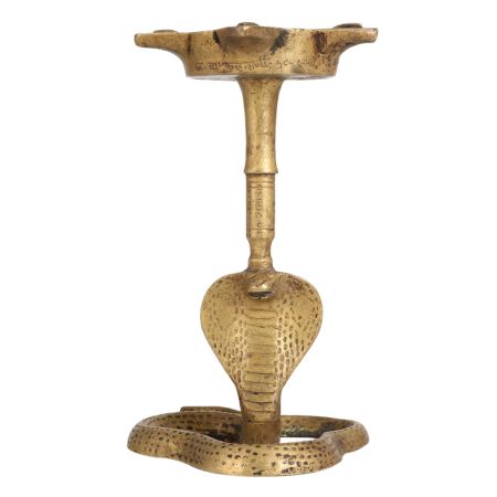 Brass Cobra Oil Lamp with 5 Jyots