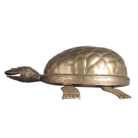 Embellished Brass Turtle Figurine For Decor