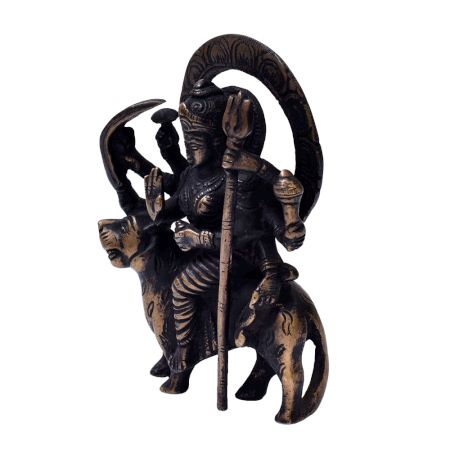 Brass Statue Of Durga Maa Or Sherawali Mata Devi In Dark Finish