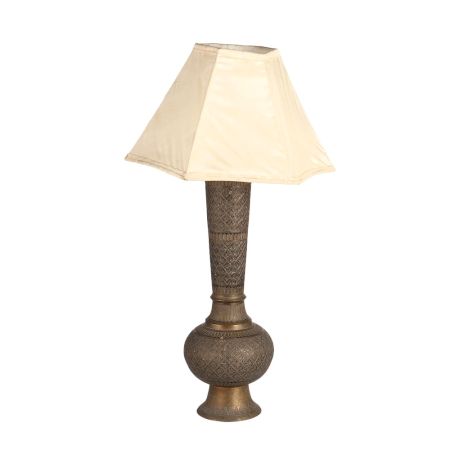 Brass Surahi Lamp with Shade for Decoration