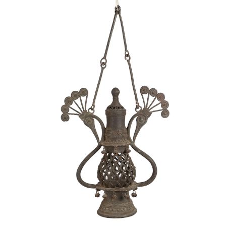 Vintage Brass Hanging Jali Pot for Decor