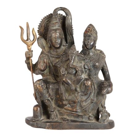 Brass Lord Shiva Lord Ganesha and Goddess Parvati Statue