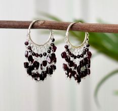 Garnet Sterling Silver Drops and  Danglers in 92.5 Sterling Silver