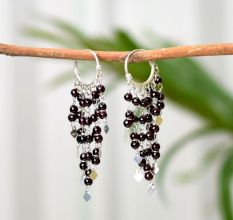 Garnet Beaded Chandelier Earrings With 92.5 Sterling Silver