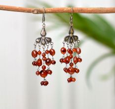 92.5 Sterling Silver Drop earrings made of Carnelian Stones
