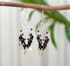 Handmade 92.5 Sterling Silver Black Onyx Chandeliervarrings