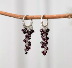92.5 Sterling Silver Cascading Garnet Earrings In Burgundy and Wine Hues