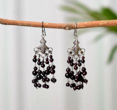 Garnet Drop Earrings made of 92.5 Sterling Silver