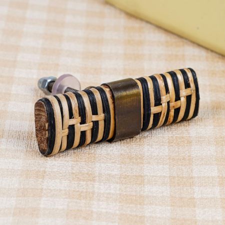 Black and Brown Rattan Cabinet Knobs
