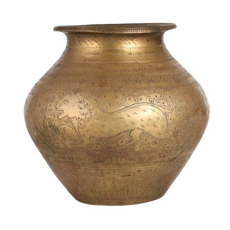 Engraved Indian Holy Water Pot Lota