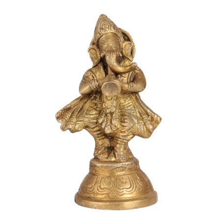 Handmade Brass Lord Ganesha Playing Trumpet