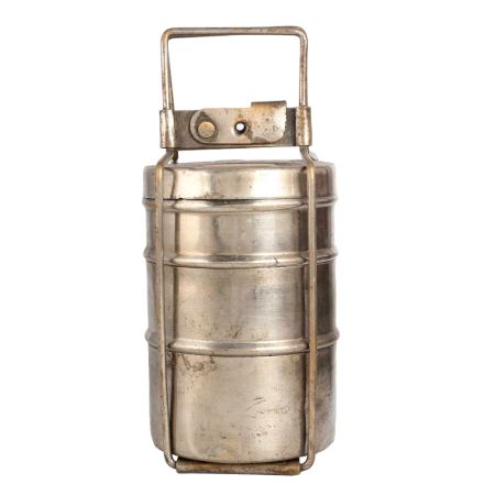 Handmade Brass Three Compartment Tiffin Box