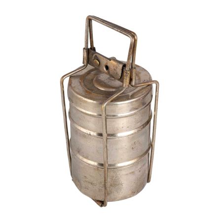 Handmade Brass Three Compartment Tiffin Box