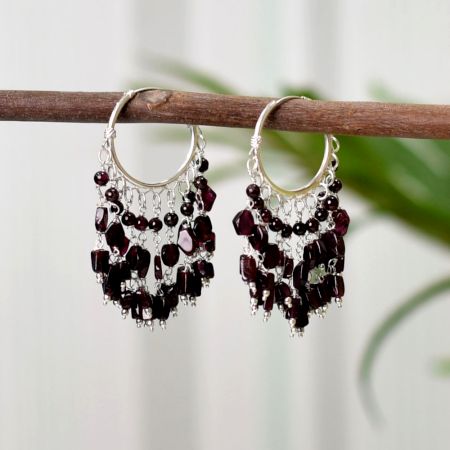 Garnet Sterling Silver Drops and  Danglers in 92.5 Sterling Silver