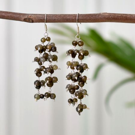 Brown Tourmaline Dangle Earrings With 92.5 Sterling Silver