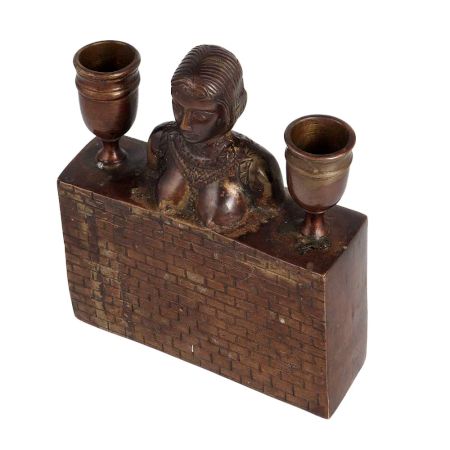 Brass Candle Stand in Antique Finish for Decor