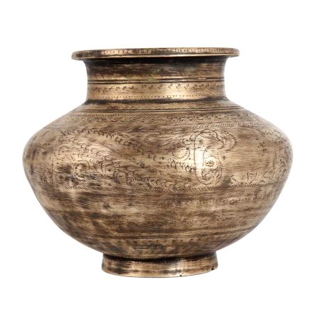 Engraved Brass Lota or Water Pot for Decor