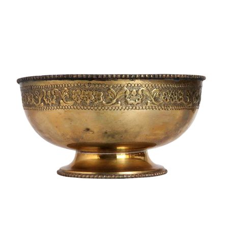 Golden Engraved Brass Bowl for Decor