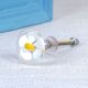 White Flower Engraved Glass  Cupboard Knobs