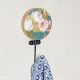 Multicolor Floral Pattern Round Wood and Resin Key Hooks