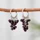 92.5 Sterling Silver and Garnet Hoop Earrings