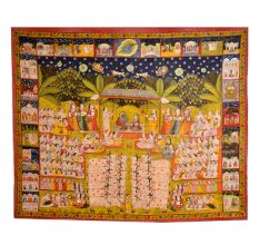Hand Painted Lord Krishna Cloth Painting for Decoration