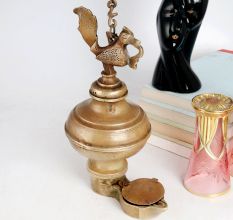 Handmade Brass Hanging Oil Lamp for Decor