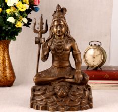 Brass Seated Lord Shiva Statue for Decor