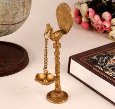 Golden Hanging Peacock Oil Lamp for Decor