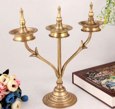 South Indian Brass Oil Lamp in Antique Finish
