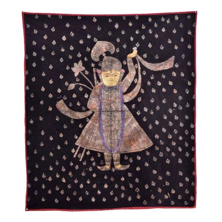 Black Folk Nathwara Painting With Leaf Motifs