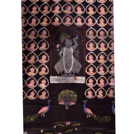 Pichwai Sreenathji Painting With Face Motifs  On Black Cloth