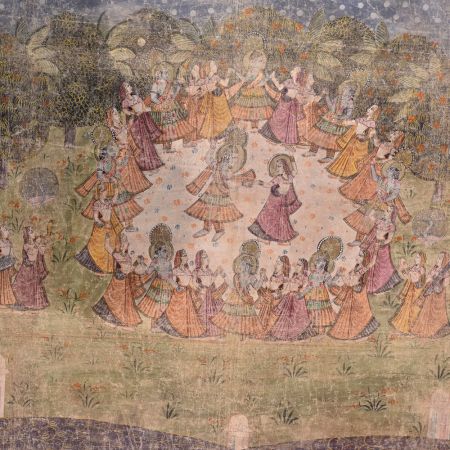 Pichwai Painting Of Lord Krishna Ras Leela Dancing With Gopis