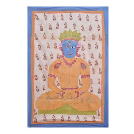 Cloth Painting Of Jainism's Main deity In Meditation