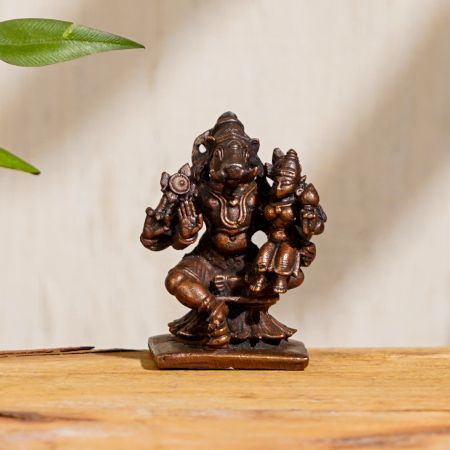 Copper Varaha with Lakshmi Statue for Worship