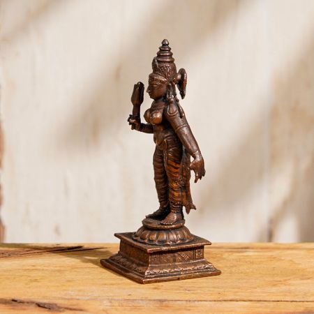 Traditional Copper Statue of Goddess Parvati