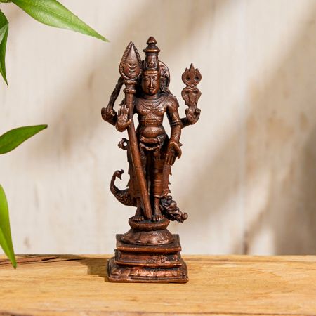 Lord Kartikeya Copper Statue for Worship